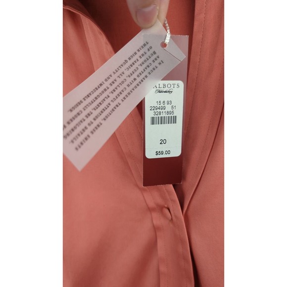 TALBOTS Haberdashery Button Down Top Pink Long Slv Stretch Cotton Sateen 20 - Picture 3 of 7